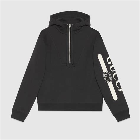 Gucci Felpa in cotone con cappuccio e stampa conigli con logo